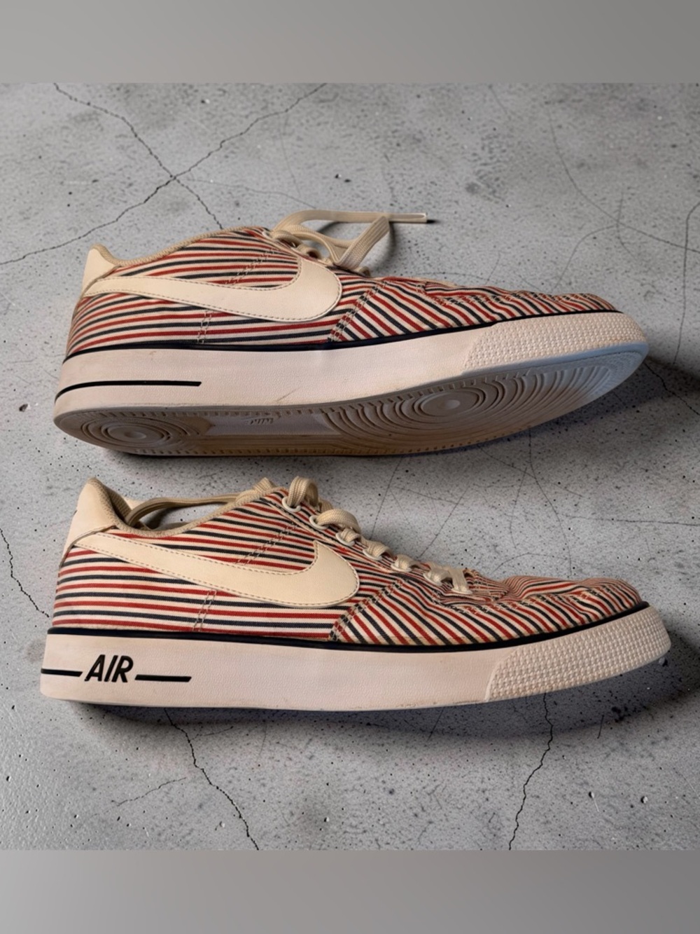 Nike Air Force 1 AC Stripe Canvas Sail Red Navy Low Sneaker Sz 8.5